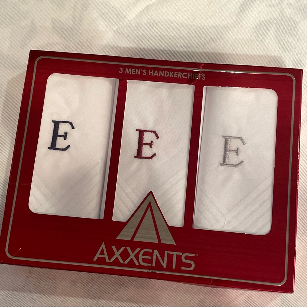 Monogrammed E Handkerchiefs Personalized NEW Christmas Gift Suit Tie Dress Shirt